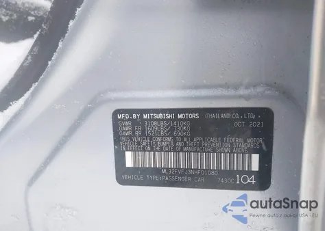 2022 Mitsubishi Mirage G4 Se z USA, uszkodzony, nr VIN ML32FVFJ3NHF01080